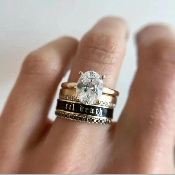 TIL DEATH Gold and Black Bridal Band Size 6 - Picture 1 of 3